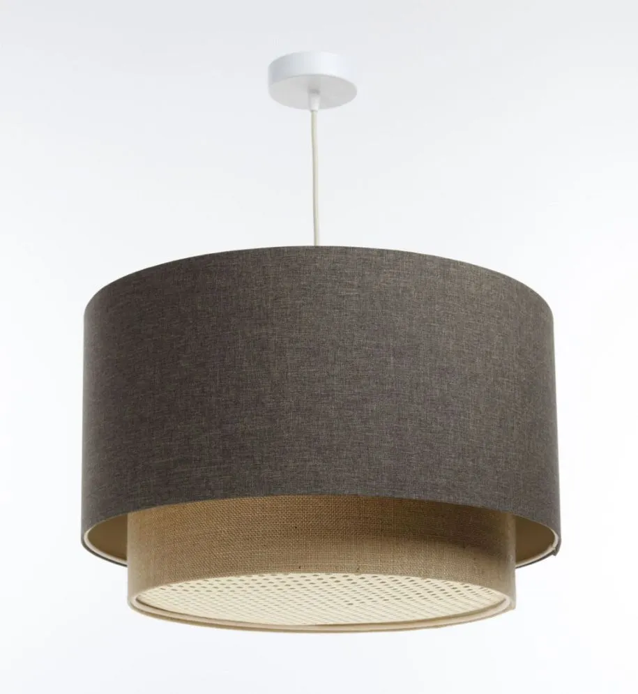 Lampa wisząca ERUTAN DOUBLE RATTAN 50 szara/beżowa z rattanową blendą I sklep meblowy MIRAT.