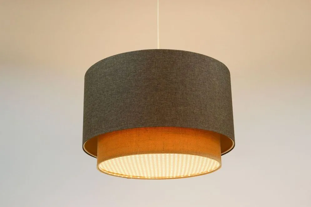 Lampa wisząca ERUTAN DOUBLE RATTAN 60 szara/beżowa do sypialni I sklep meblowy MIRAT.