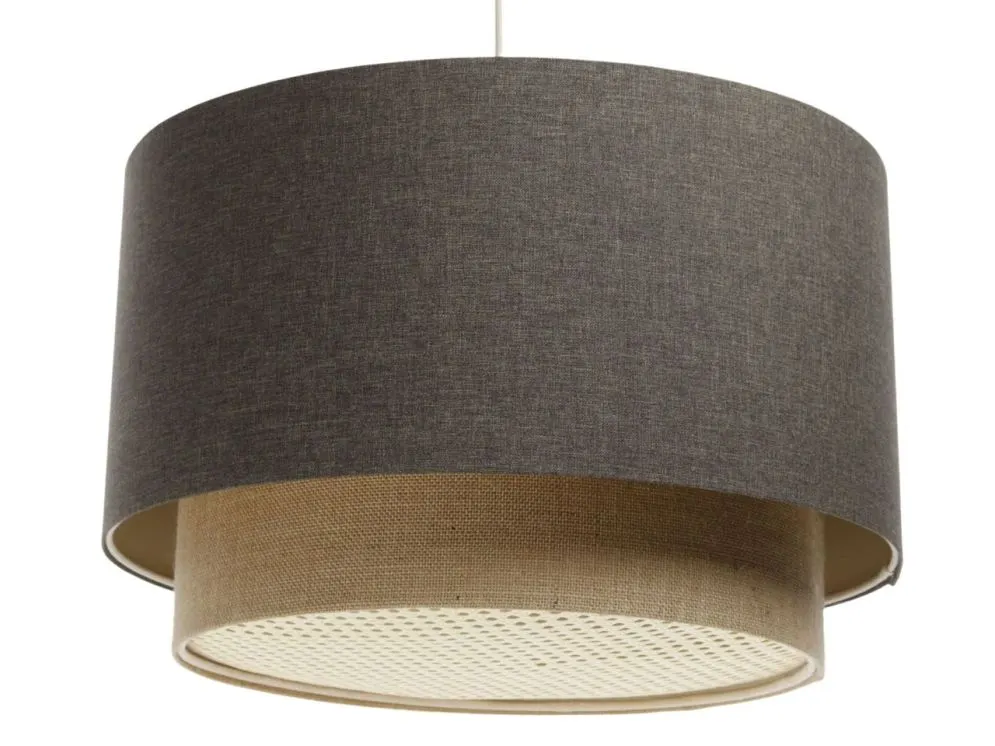 Lampa wisząca ERUTAN DOUBLE RATTAN 50 szara/beżowa z rattanową blendą I sklep meblowy MIRAT.