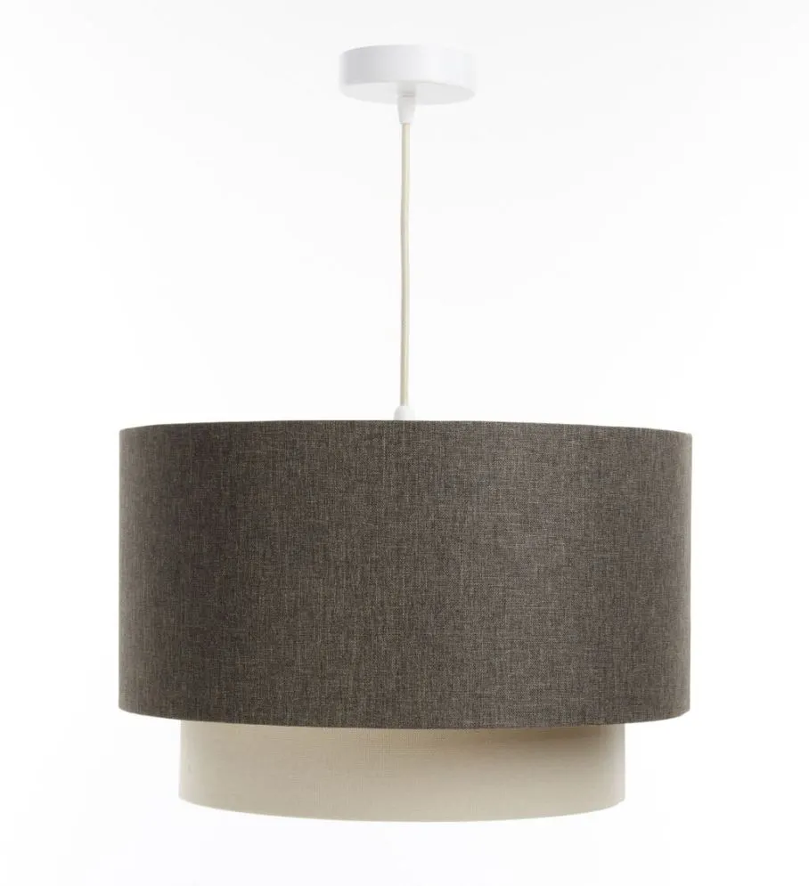 Lampa wisząca ERUTAN DOUBLE RATTAN 50 szara/kremowa w kształcie walca I sklep meblowy MIRAT.
