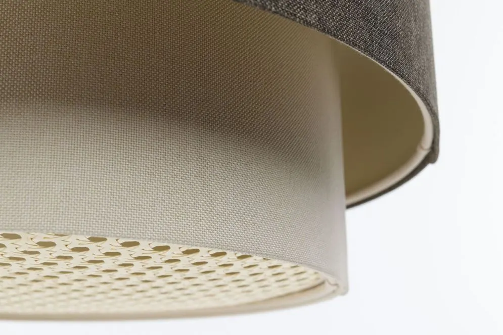 Lampa wisząca ERUTAN DOUBLE RATTAN 60 szara/kremowa nad stół I sklep meblowy MIRAT.