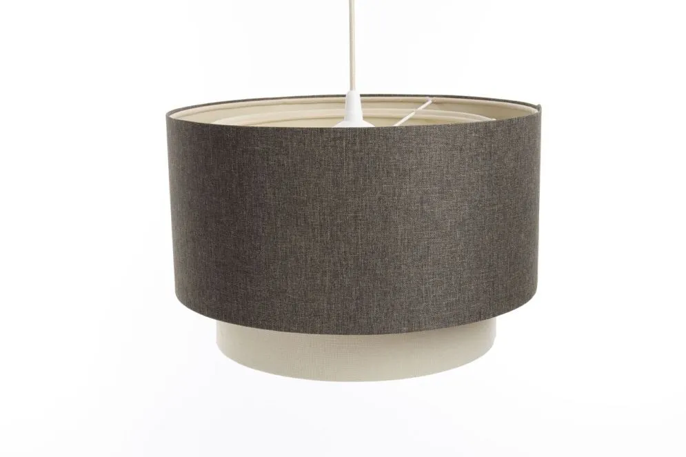 Lampa wisząca ERUTAN DOUBLE RATTAN 50 szara/kremowa w kształcie walca I sklep meblowy MIRAT.