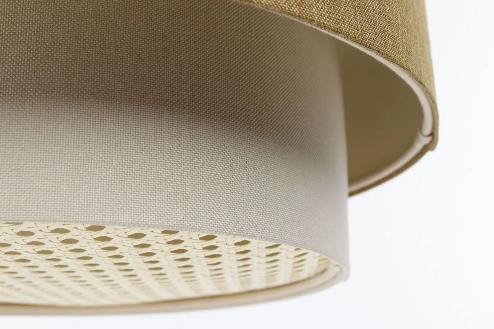 Lampa wisząca ERUTAN DOUBLE RATTAN 40 żółta/kremowa do salonu I sklep meblowy MIRAT.