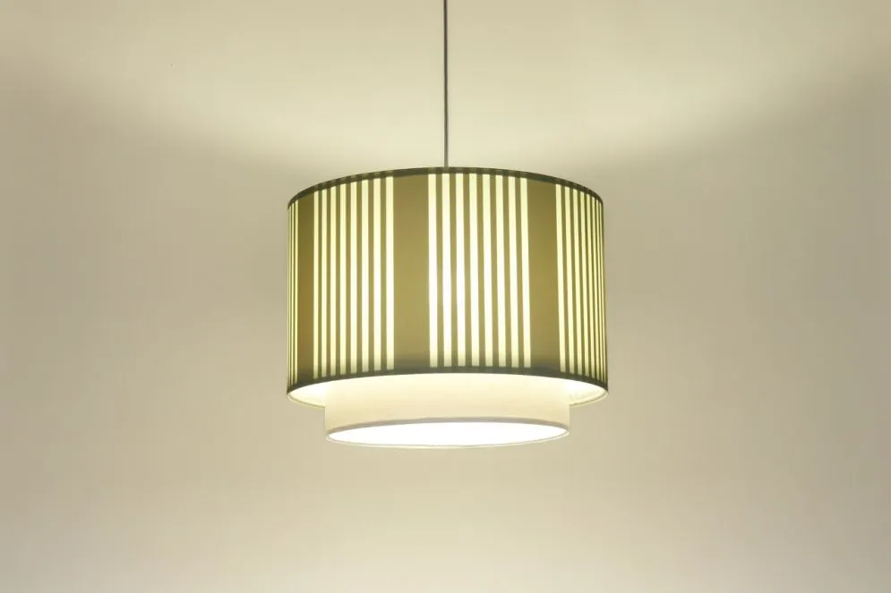 Lampa wisząca DUO LAMI LINE 60 zielona/kremowa lniana I sklep meblowy MIRAT.