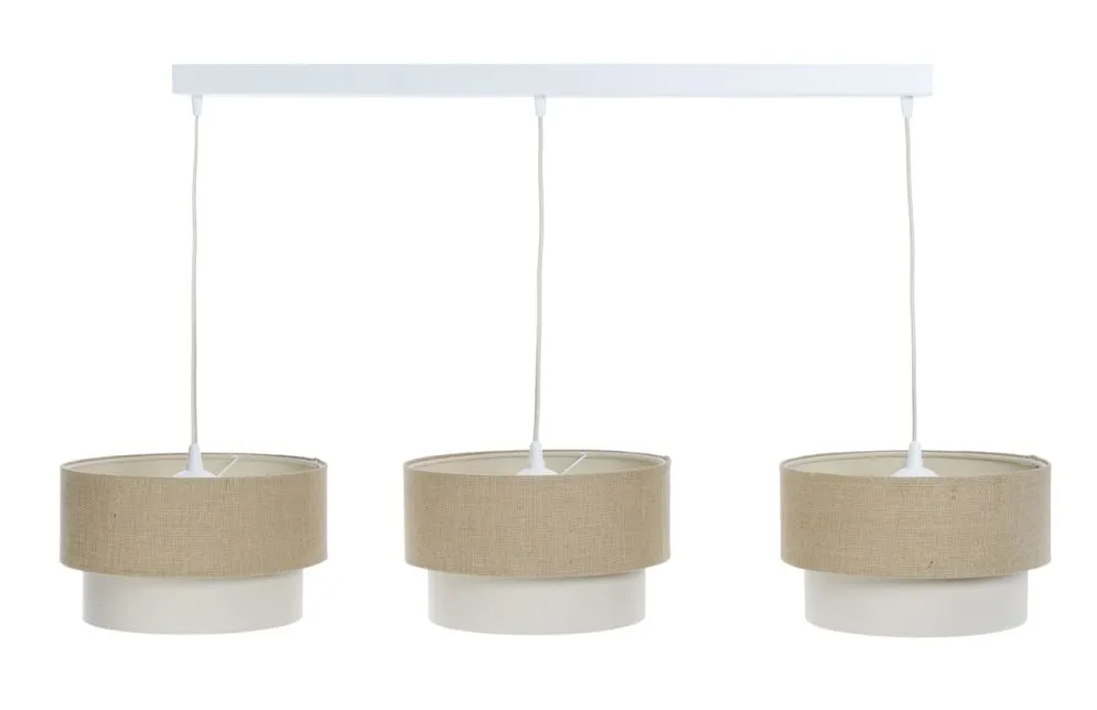Lampa wisząca na listwie BOHO-CHIC JUTA L3 beżowa/kremowa walec I sklep meblowy MIRAT.