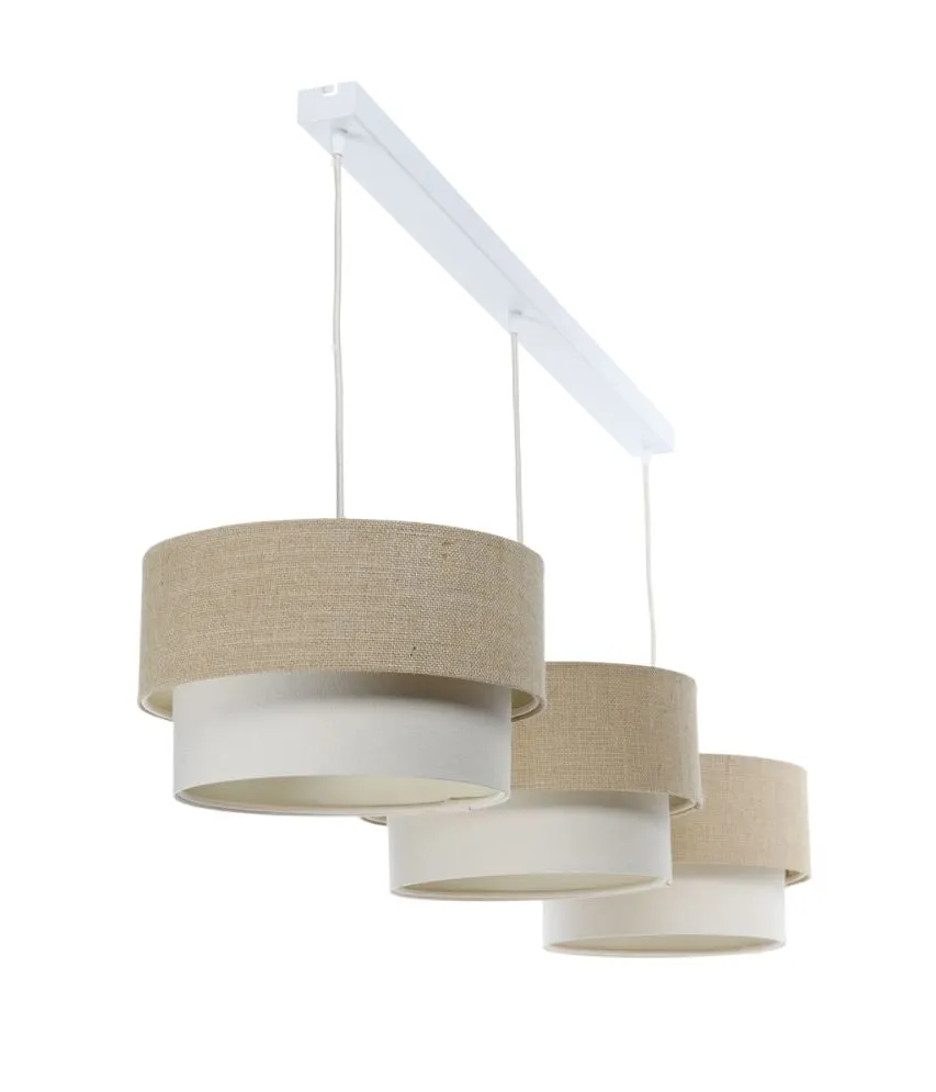 Lampa wisząca na listwie BOHO-CHIC JUTA L3 beżowa/kremowa walec I sklep meblowy MIRAT.