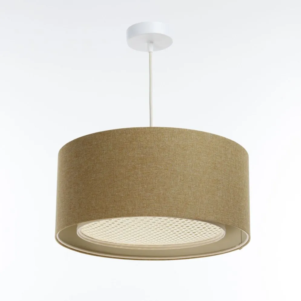 Lampa wisząca ERUTAN RATTAN 50 żółta w kształcie walca I sklep meblowy MIRAT.