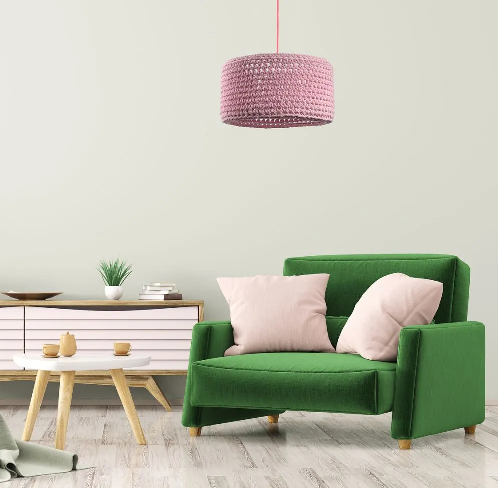 Lampa wisząca COTTON 40 różowa ze sznurka bawełnianego | MIRAT.