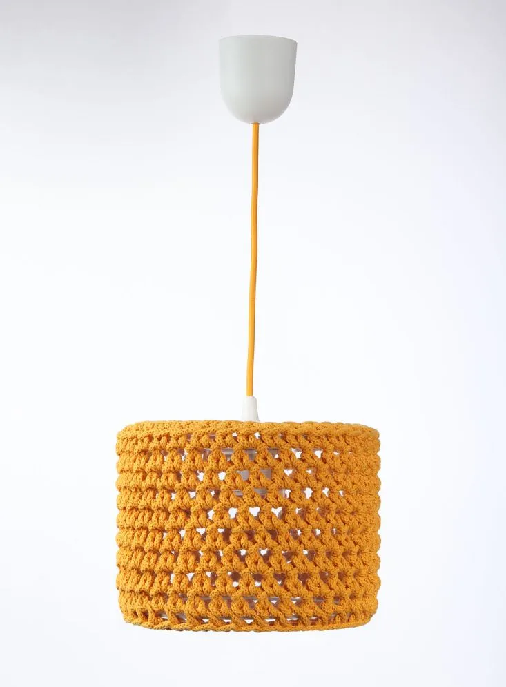 Lampa wisząca COTTON 25 żółta ręcznie robiona polska | MIRAT. w stylu kolekcja