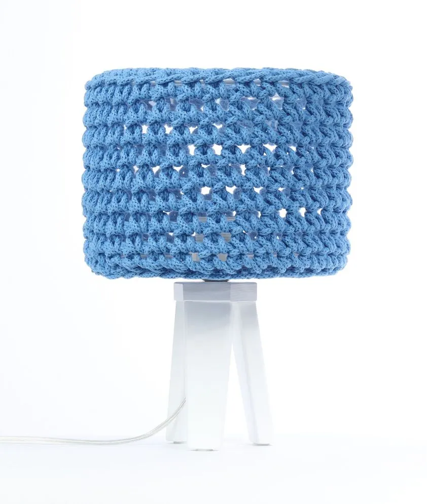 Lampa stołowa COTTON WOOD niebieska ręcznie robiona | MIRAT.