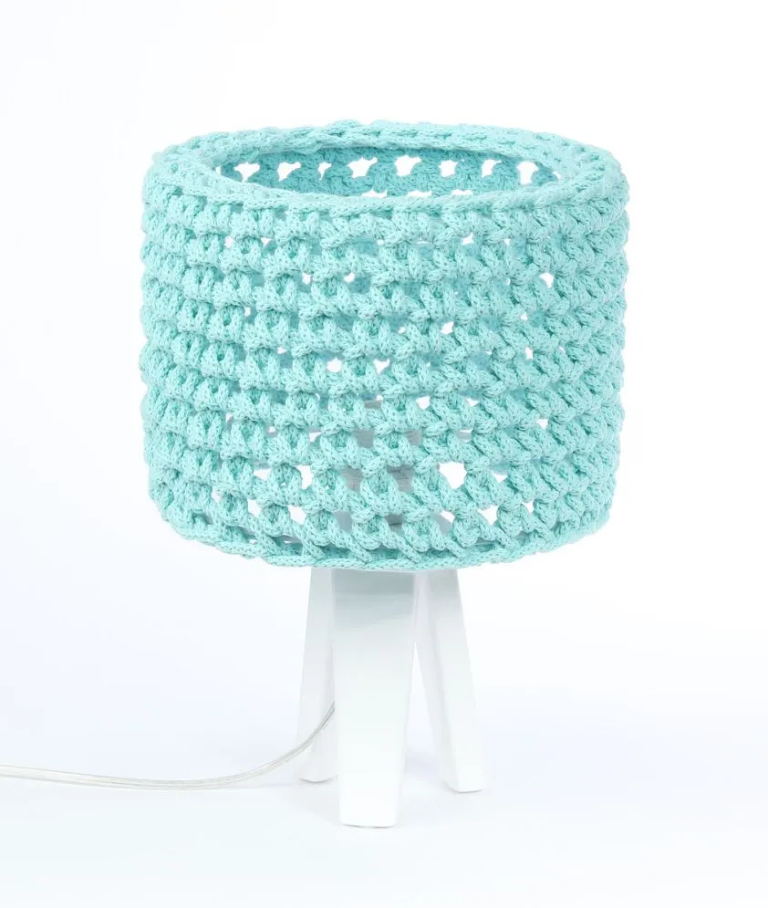 Lampa stołowa COTTON WOOD turkusowa ręcznie robiona | MIRAT.