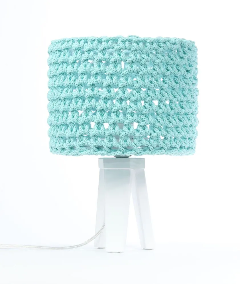 Lampa stołowa COTTON WOOD turkusowa ręcznie robiona | MIRAT.
