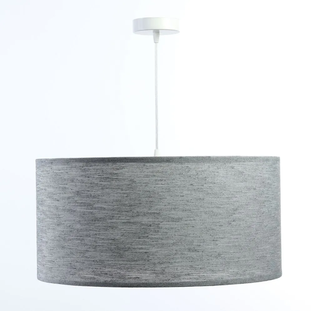 Lampa wisząca NATURAL GREY 40 szara walec tkanina | MIRAT.