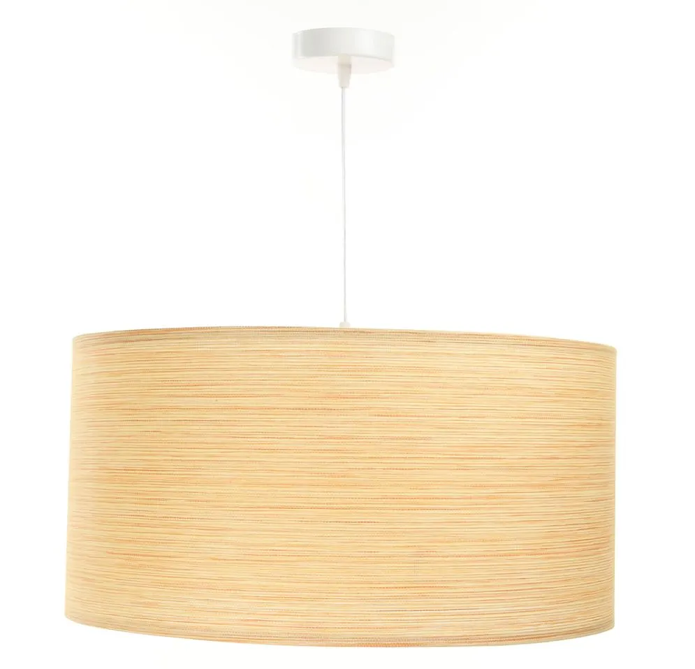 Lampa wisząca NATURAL RATTAN 50 beżowa walec tkanina | MIRAT.