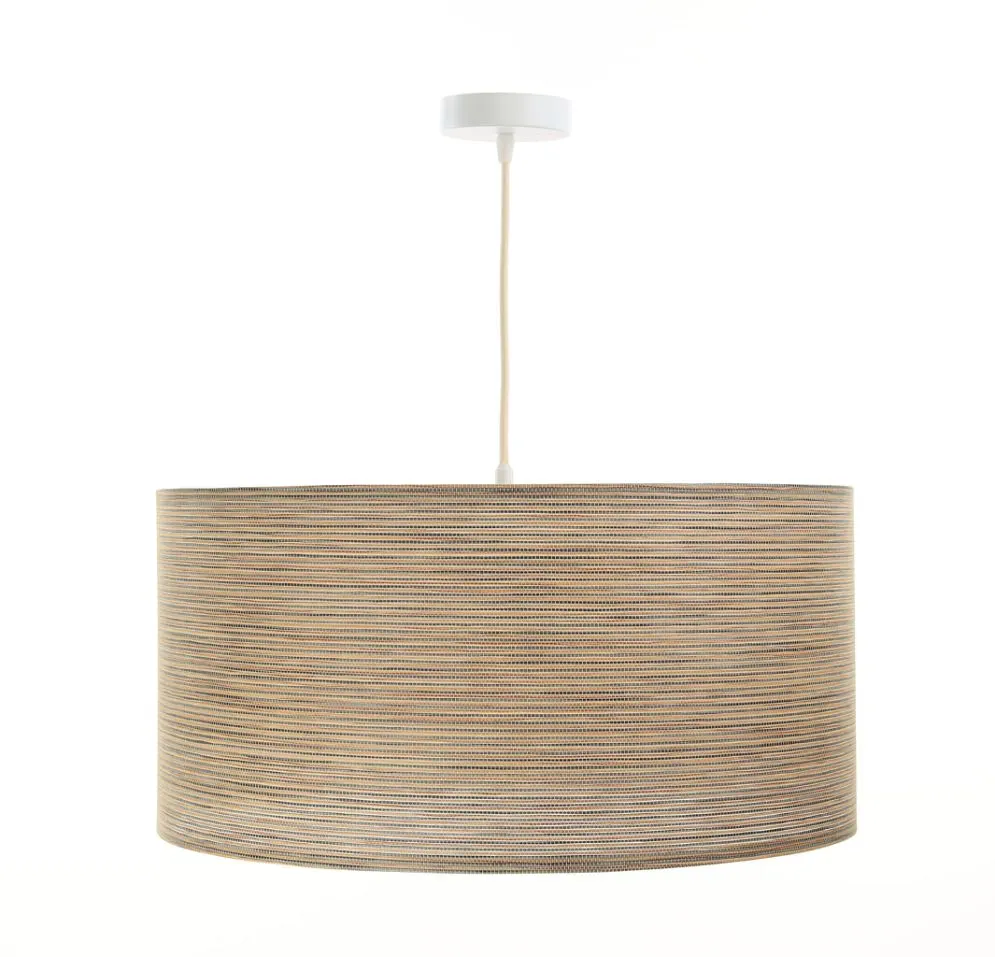 Lampa wisząca NATURAL BAMBOO 50 beżowa tkanina w stylu boho | MIRAT.