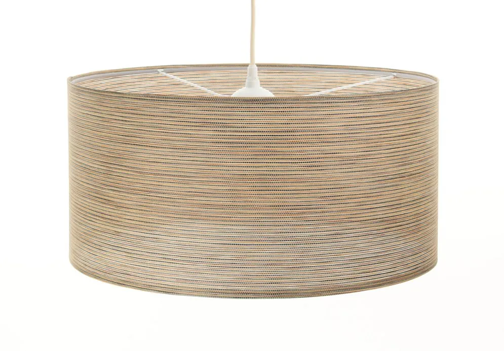 Lampa wisząca NATURAL BAMBOO 40 beżowa płócienna imitująca bambus | MIRAT.
