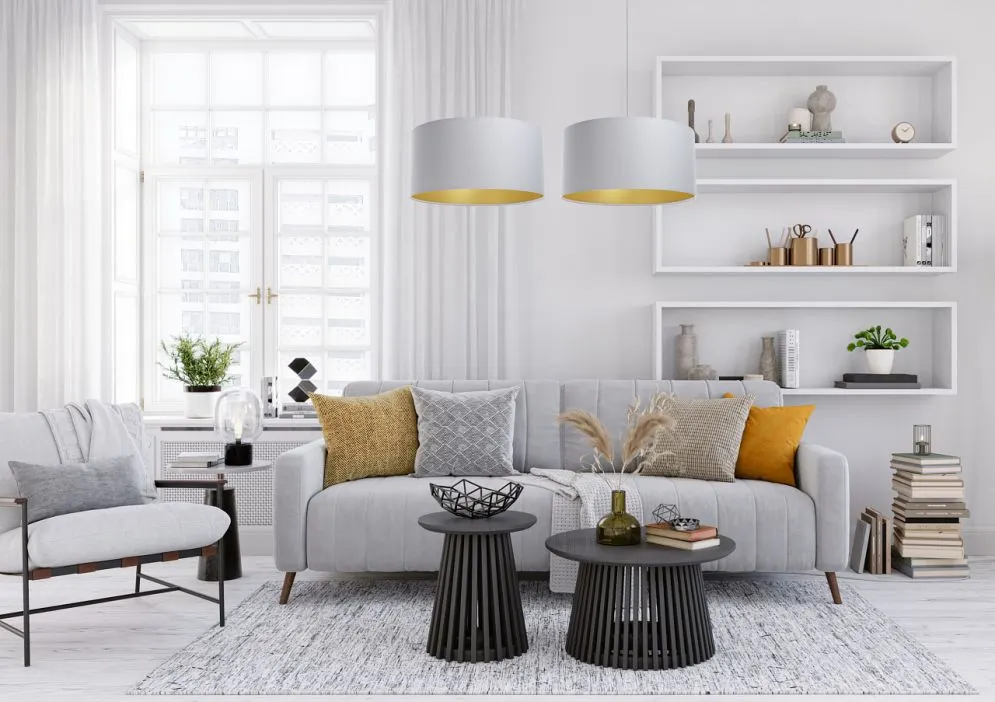 Lampa wisząca MODERN 50 szara/złoty mat nad stół I sklep meblowy MIRAT.