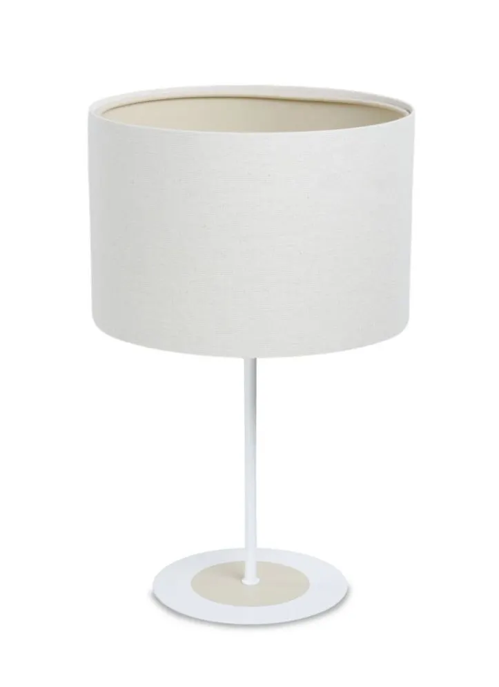 Lampa stołowa ERUTAN III kremowa z abażurem lnianym I sklep meblowy MIRAT.