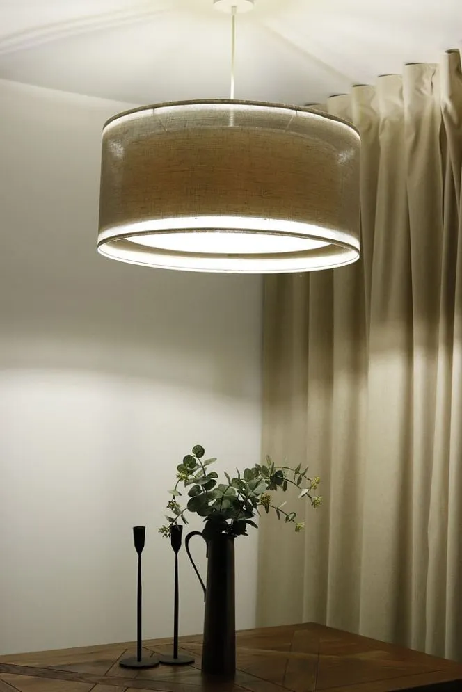 Lampa wisząca DUO LEN LIGHT 50 beżowa lniana I sklep meblowy MIRAT.