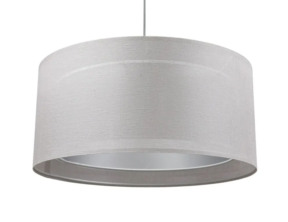 Lampa wisząca DUO LEN LIGHT 003-60 szara/srebrna lniana I sklep meblowy MIRAT.