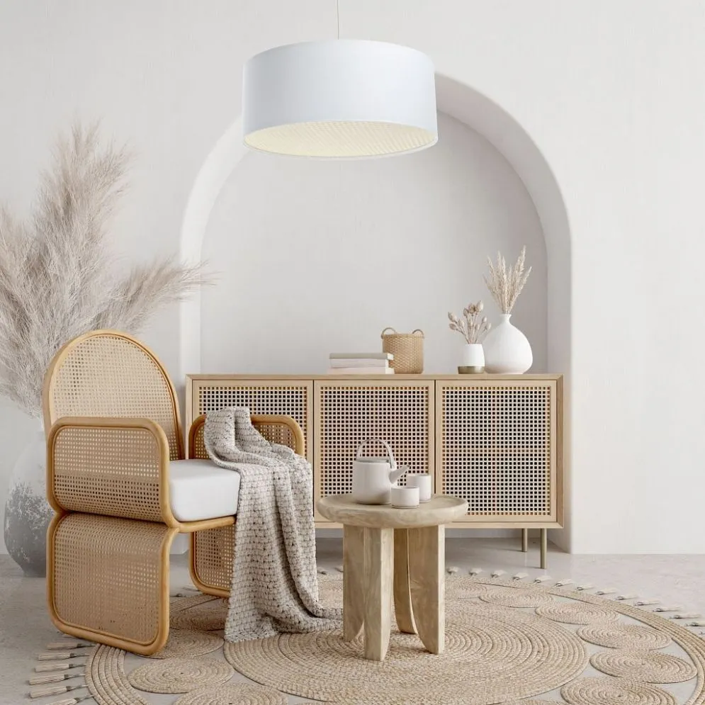 Lampa wisząca MODERN RATTAN 70 biała nad stół I sklep meblowy MIRAT.