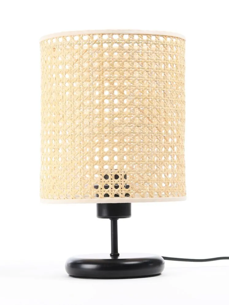 Lampa stołowa BOHO MIDI BLACK rattan naturalny do sypialni | MIRAT. w stylu  kolekcja