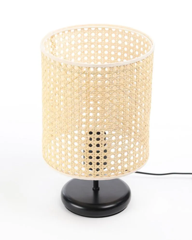 Lampa stołowa BOHO MIDI BLACK rattan naturalny do sypialni | MIRAT. w stylu  kolekcja