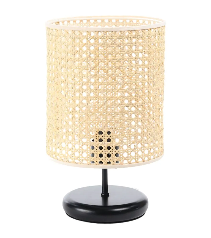 Lampa stołowa BOHO MIDI BLACK rattan naturalny do sypialni | MIRAT. w stylu  kolekcja