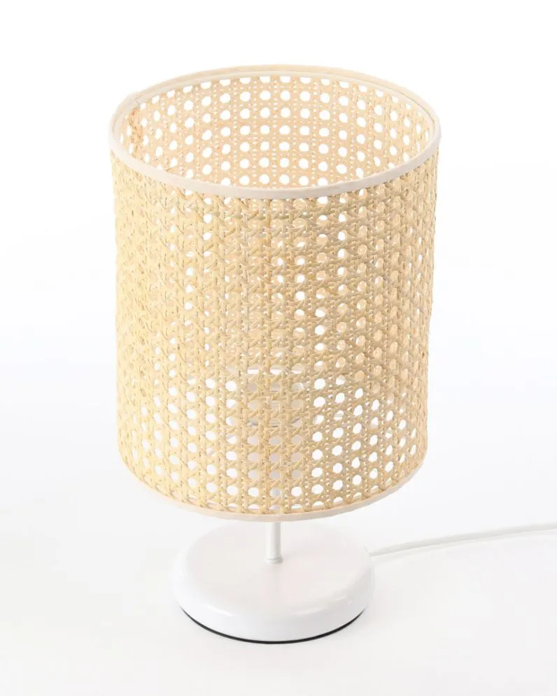 Lampa stołowa BOHO MIDI WHITE rattan naturalny na metalowej nodze | MIRAT. w stylu  kolekcja