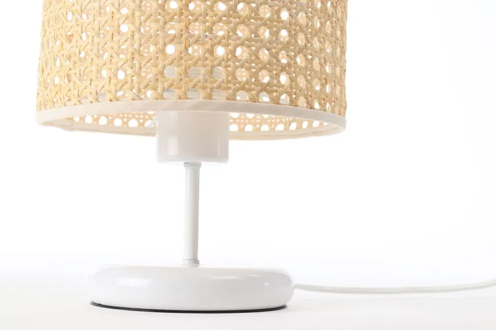 Lampa stołowa BOHO MIDI WHITE rattan naturalny na metalowej nodze | MIRAT. w stylu  kolekcja