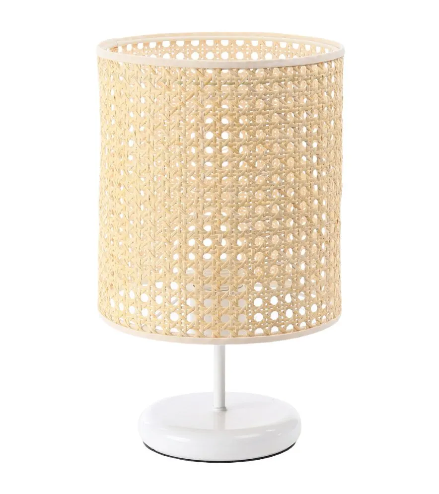 Lampa stołowa BOHO MIDI WHITE rattan naturalny na metalowej nodze | MIRAT. w stylu  kolekcja