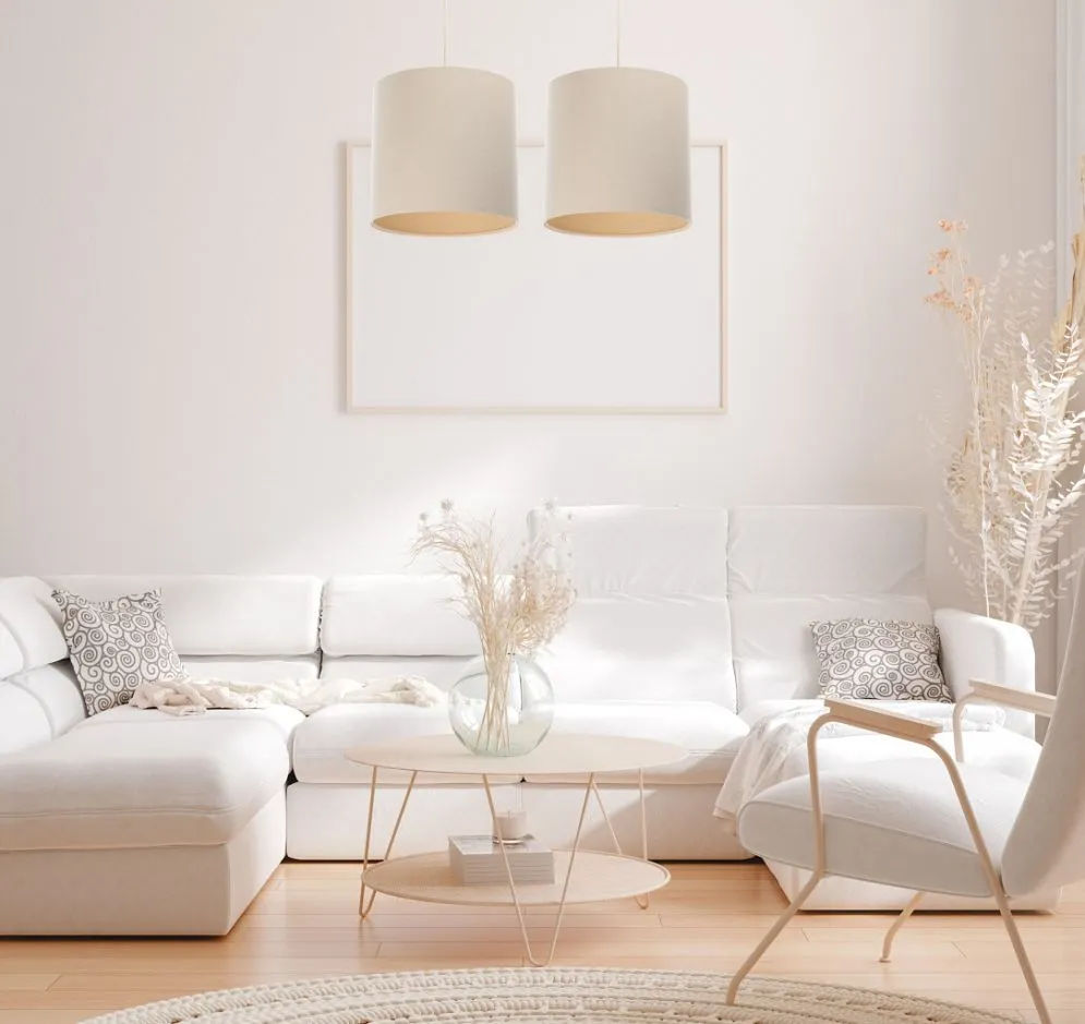Lampa wisząca BOHO LEN TUBA 50 kremowa w stylu boho do jadalni | MIRAT.