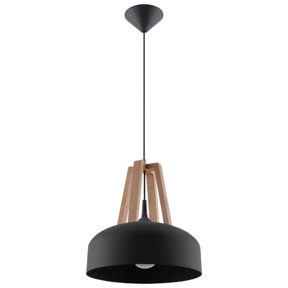 Lampa wisząca CASCO czarna/naturalne drewno | sklep MIRAT  kolekcja casco