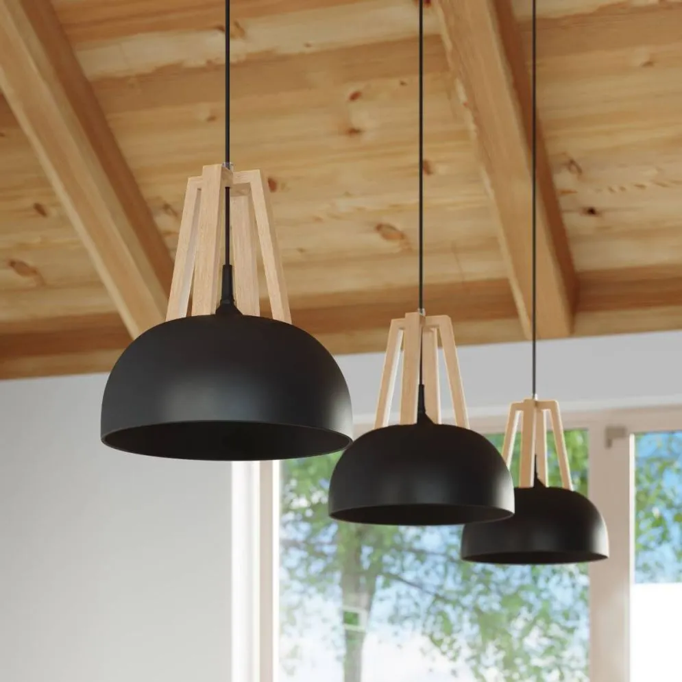 Lampa wisząca CASCO czarna/naturalne drewno | sklep MIRAT  kolekcja casco