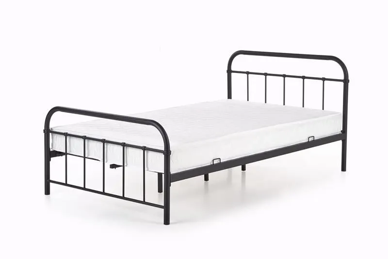 Łóżko LINDA 120x200 czarne metalowe dwuosobowe | MIRAT. styl LOFT