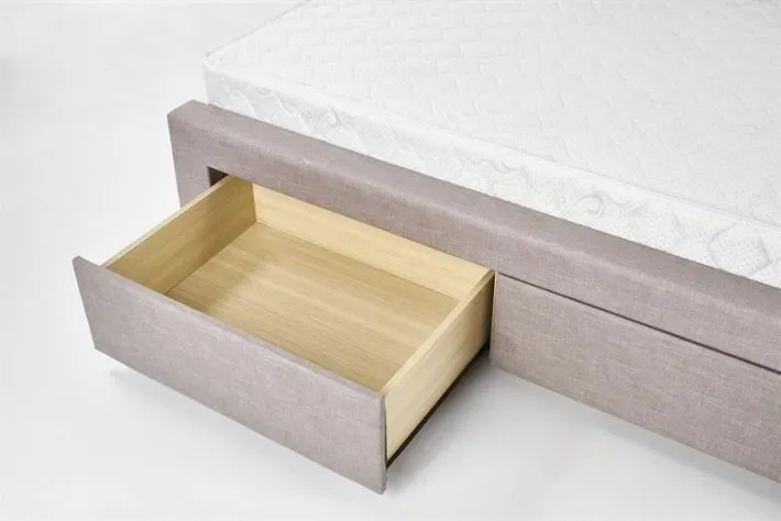 Łóżko EVORA 160x200 beżowe pikowane z szufladami | MIRAT. styl GLAMOUR