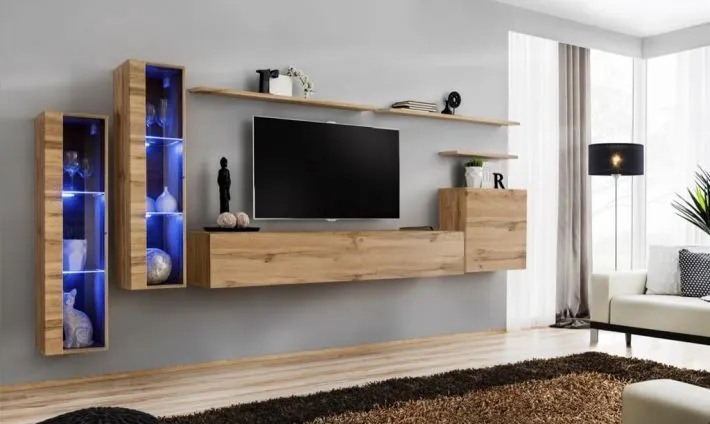Meblościanka SWITCH XI z przeszklonymi witrynami z podświetleniem | MIRAT. w stylu  kolekcja SWITCH