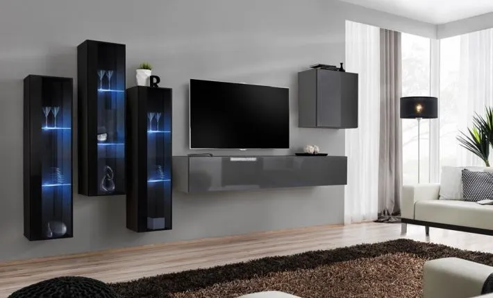 Meblościanka SWITCH XIII wisząca z przeszklonymi witrynami | MIRAT. w stylu kolekcja SWITCH