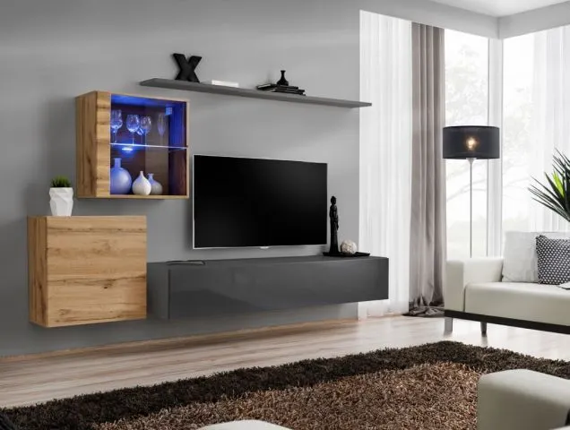 Meblościanka SWITCH XV wisząca z podświetleniem LED | MIRAT. w stylu  kolekcja SWITCH