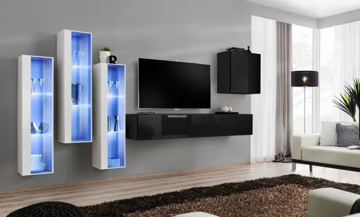 Meblościanka SWITCH XIII wisząca z przeszklonymi witrynami | MIRAT. w stylu kolekcja SWITCH