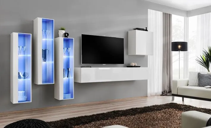 Meblościanka SWITCH XIII wisząca z przeszklonymi witrynami | MIRAT. w stylu kolekcja SWITCH