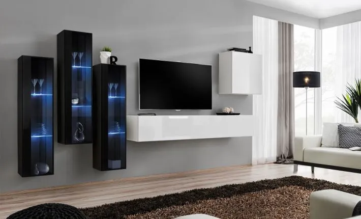 Meblościanka SWITCH XIII wisząca z przeszklonymi witrynami | MIRAT. w stylu kolekcja SWITCH