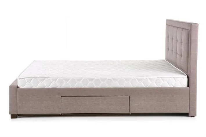 Łóżko EVORA 160x200 beżowe pikowane z szufladami | MIRAT. styl GLAMOUR
