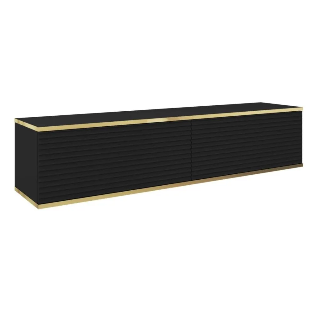 Szafka RTV KARL 3D 135cm wisząca/stojąca czarny mat ryflowana I sklep meblowy MIRAT. styl GLAMOUR, LOFT