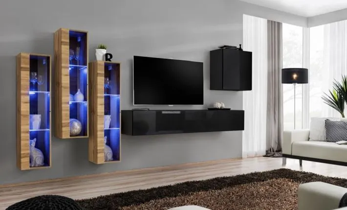 Meblościanka SWITCH XIII wisząca z przeszklonymi witrynami | MIRAT. w stylu kolekcja SWITCH