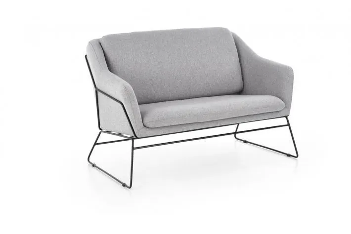 Szara sofa tapicerowana tkaniną masywna na delikatnych nogach metalowych malowanych proszkowo na kolor czarny Soft 2 XL Halmar