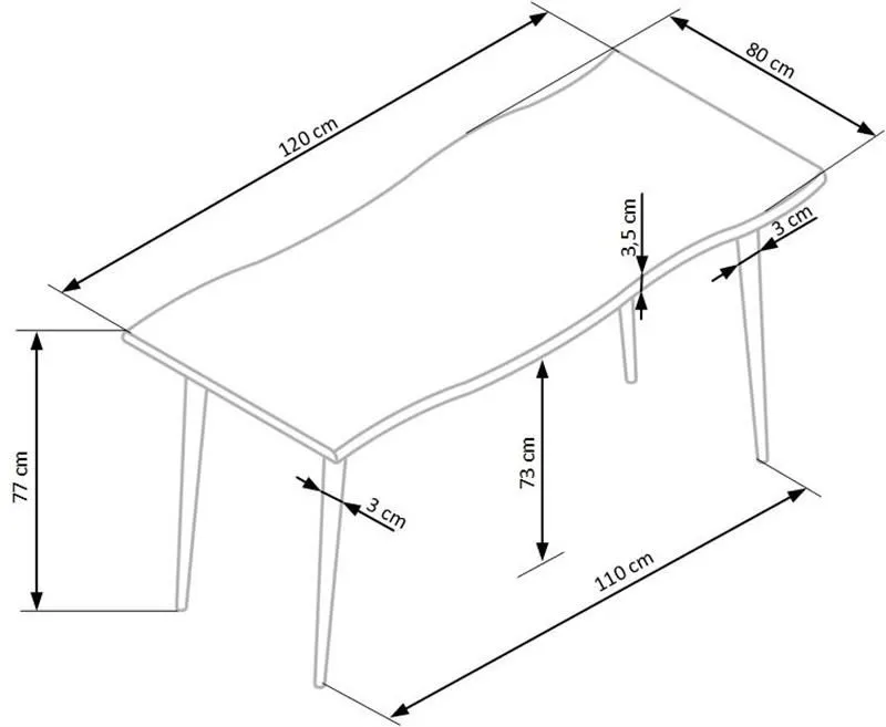 Stół LARSON 120x80 dąb naturalny na metalowych nogach | MIRAT. styl LOFT