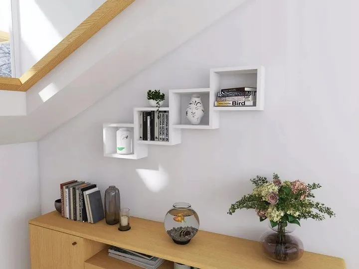 Półka ALESIA 3 dąb artisan wisząca czteropoziomowa | MIRAT. w stylu LOFT kolekcja
