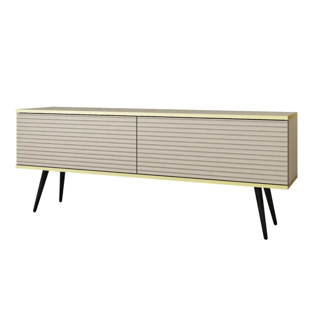 Szafka RTV KARL 3D 135cm wisząca/stojąca kaszmirowy mat  I sklep meblowy MIRAT. styl GLAMOUR, RYFLOWANY