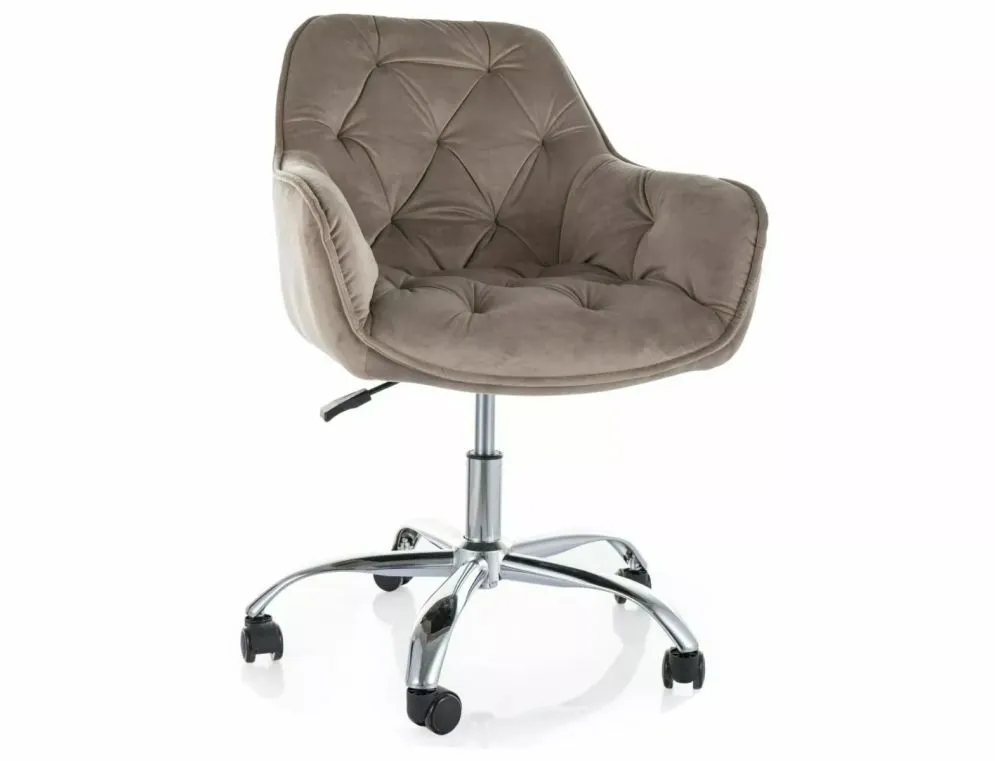 Aksamitny fotel biurowy Q-190 Velvet ciemny beż | MIRAT